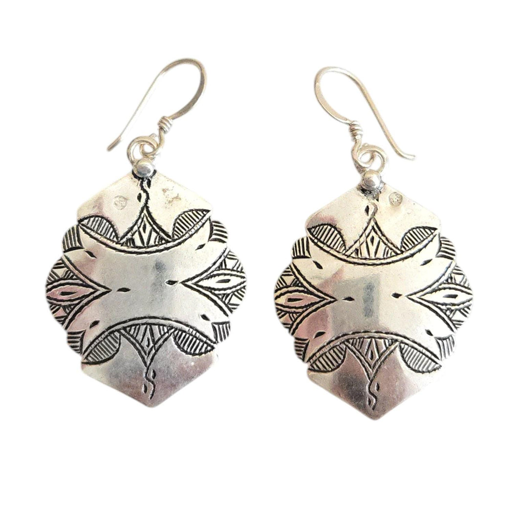 Berber Sterling Silver Dangle Earrings: Moroccan Filigree Jewelry