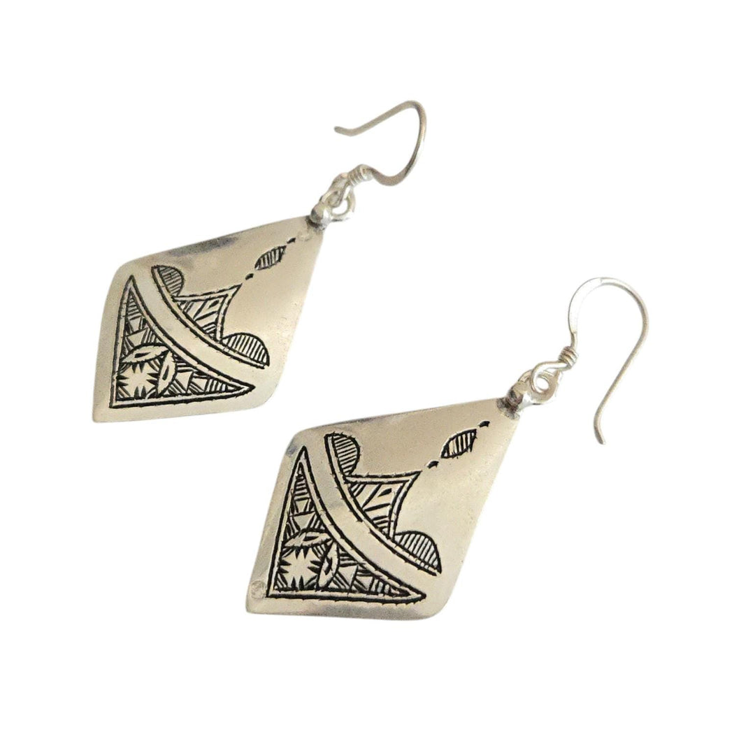 Berber Sterling Silver Dangle Earrings: Moroccan Filigree Jewelry