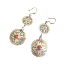 Load image into Gallery viewer, Moroccan Berber Coral Dangle Earrings: Sterling Silver Handmade Jewelry
