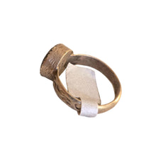Load image into Gallery viewer, Vintage Berber Silver glass Talisman Ring: Moroccan Tribal Jewelry, Size 9.5
