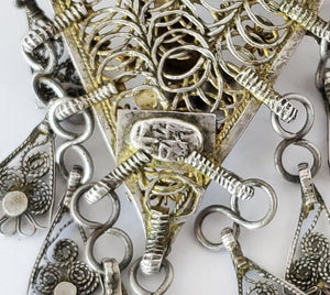 Antique large Yemen Silver/gold Bawsani filigree silver dangles pendant,Bawsani, silver Pendant,Yemen jewelry,valentine gift