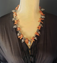 Load image into Gallery viewer, Antique Silver Bawsani filigree coral beads Necklace form Yemen tribal jewelry

