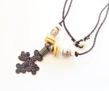 Load image into Gallery viewer, African Trade Beads Handmade Ethiopian Leather Cross Necklace
