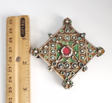 Load image into Gallery viewer, Antique Berber Silver enamel Pendant silver 925,moroccan Amulet ,Berber Jewelry, enamel Jewelry,Charm Pendant,
