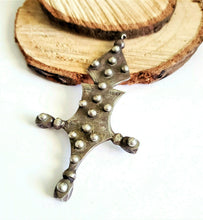 Load image into Gallery viewer, Moroccan Vintage handmade Tuareg silve cross pendant Ethnic Tribal Hand Crafted
