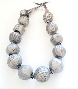 Vintage African Large antique wedding 13 silver beads necklace from Harar, African Necklace,Tribal Jewelry,Royal Jewels,Ethiopian necklace