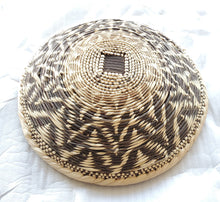 Load image into Gallery viewer, African Ethiopian handwoven Round bread or fruit basket,African Art, Décor Baskets,Wicker Basket, Straw Basket ,Wall Boho Decor
