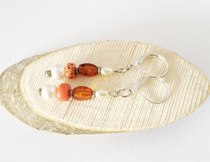 Yemen silver coral natural amber Earrings , yemeni jewelry,old coral,danglin Earrings, coral Earrings