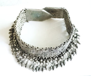 Old rare Bedouin antique Yemeni Jewish granulated Silver headband/choker,Hand Crafted Silver,Pendants Necklace,Ethnic Jewelry,Tribal Jewelry