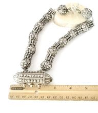 Load image into Gallery viewer, Old silver star burst granulation hallmarked Hirz beads Necklace from Yemen circa 1930s,Bedouin tribal ,Hand Crafted Silver,Ethnic Jewelry
