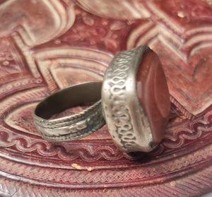 Antique Silver Ancient Carnelian Ring size 9 Yemen tribal jewelry