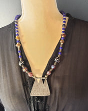 Load image into Gallery viewer, Antique rare Ethiopian silve amulet necklace with Venetian Trade Beads,African Necklace,Tribal Jewelry,Royal Jewels,Ethiopian necklace

