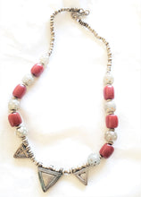 Load image into Gallery viewer, Antique Ethiopian silver amulet necklace with Venetian Trade Beads,Hand Crafted, Ethiopian Telsum,african Silver, ethiopian jewelry
