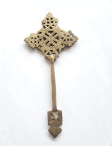 Ethiopian Old Coptic Hand Held Brass Prayer Cross ,Priest Hand cross, Ethiopian Hand cross, Ethiopian Orthodox Christian cross