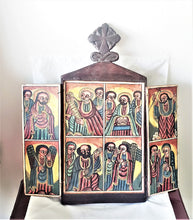 Load image into Gallery viewer, Ethiopian Coptic Christian Folding 19&#39;&#39;Wooden Triptych Painted Altar Icon,African ,Art Décor,Home Décor, religious art
