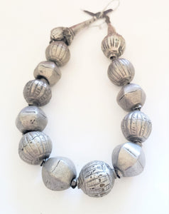 Vintage African Large antique wedding 13 silver beads necklace from Harar, African Necklace,Tribal Jewelry,Royal Jewels,Ethiopian necklace