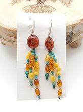 Load image into Gallery viewer, Baltic amber Earrings ,Dangle &amp; Drop Earrings, Natural Baltic amber, Polished amber, Genuine amber, Amber beads, Gemstone earrings
