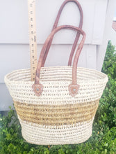 Load image into Gallery viewer, Handmade Moroccan Natural French Basket Leather Handle ,African Straw Bag,Woman Tote Beach Bag, Shopping Bag,Straw beach tote,Gift for her
