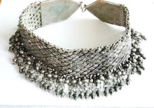 Load image into Gallery viewer, Old rare Bedouin antique Yemeni Jewish granulated Silver headband/choker,Hand Crafted Silver,Pendants Necklace,Ethnic Jewelry,Tribal Jewelry
