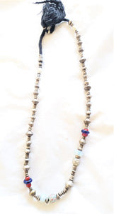 Antique Ethiopian Silver Heishi and Glass Beads necklace,Beads Hand Crafted Glass, Ethiopian Trade,Silver Beads ,Venetian Trade Necklace