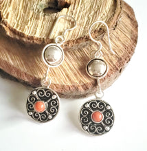 Load image into Gallery viewer, Moroccan red coral Enamel Earrings sterling silver 925,Berber Earrings ,Ethnic Tribal,African Dangles,Ethnic Tribal
