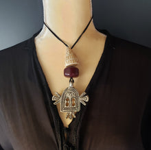 Load image into Gallery viewer, Antique shell amber Silver Toureg doorways Necklace Morocco, tribal jewelry,old doorways Necklace,Moroccan jewelry ,shell Necklace
