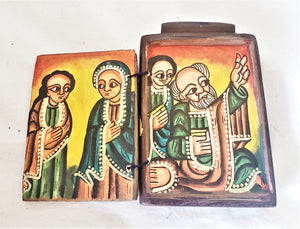 antique Ethiopian Coptic Christian Orthodox Wood Painted Icon,African ,Art Décor,Home Décor, religious art