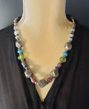 Load image into Gallery viewer, Antique rare Ethiopian Silver Beads/necklace with Venetian Trade Beads,African Necklace
