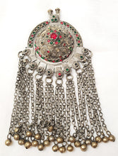 Load image into Gallery viewer, Antique Silver Afghan Kuchi Pendant with Bells tribal jewelry
