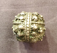 Load image into Gallery viewer, 2 Old silver star burst granulation hallmarked Globe bead from Yemen circa 1930s,Bedouin tribal ,Hand Crafted Silver,Ethnic Jewelry
