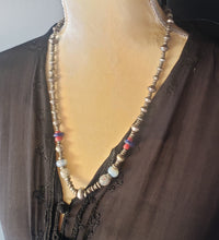 Load image into Gallery viewer, Antique Ethiopian Silver Heishi and Glass Beads necklace,Beads Hand Crafted Glass, Ethiopian Trade,Silver Beads ,Venetian Trade Necklace
