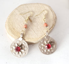 Load image into Gallery viewer, Antique Moroccan Old Silver pendants coral Earrings ,Ethnic Tribal,sliver Earrings,Dangle &amp; Drop Earrings,Tribal Jewelry,
