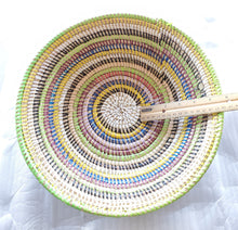 Load image into Gallery viewer, African Ethiopian handwoven Round bread or fruit basket,African Art, Décor Baskets,Wicker Basket, Straw Basket ,Wall Boho Decor
