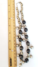 Load image into Gallery viewer, Antique Yemen Silver Black Coral Beads with Dangle bells Necklace circa 1930s
