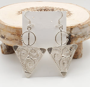 Moroccan Berber Fibula Sterling Silver Dangle Earrings silver 925,Berber Jewelry,sliver Fibula Earrings,Dangle & Drop Earrings,