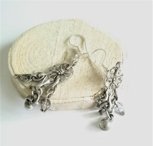 Antique Yemen Bawsani silver dangling Earrings, yemeni jewelry