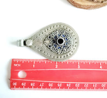 Load image into Gallery viewer, Antique Moroccan Silver Enamel and Glass cabochon Berber Pendant, Berber Amulet,Berber Jewelry,African Jewelry,Charm Pendant,
