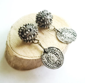 2 Antique silver filigree granulation Beads Yemen circa 1930s,Hand Crafted ,Yemen Silver ,Ethnic Jewelry,Tribal Jewelry,