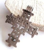 Load image into Gallery viewer, Antique Silver handmade Ethiopian Orthodox Coptic Cross pendant Amulet ,Genuine old pendant ,handmade silver,Ethiopian jewelry
