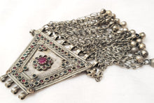 Load image into Gallery viewer, Antique Silver Afghan Kuchi Pendant with Bells tribal jewelryHand Crafted Silver,Pendants Necklace,Ethnic Jewelry,Tribal Jewelry

