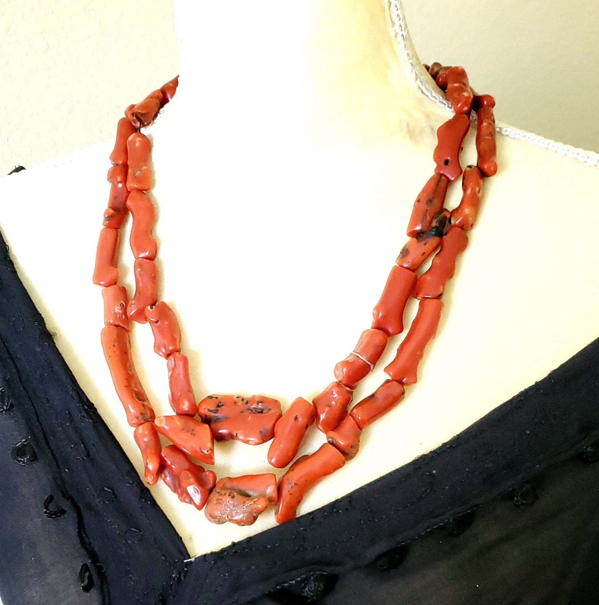 Natural Orange Coral Beads Handmade Necklace