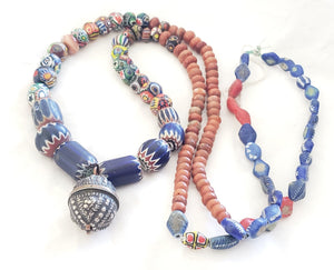 Antique Seven Layer Chevron Venetian Millefiori Kiffa Agate Strand Beads 1800's African Trade,venetian bead,Old Glass Beads