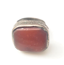 Load image into Gallery viewer, Antique Silver Ancient Carnelian Ring size 9 Yemen tribal jewelry
