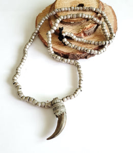 Antique Ethiopian Silver Heishi Beads amulets necklace, Hand Crafted ,Beads necklace, Ethiopian Trade,Silver Beads , amulets necklace