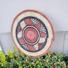 Load image into Gallery viewer, Ethiopian handwoven basket Round wall basket,African Art, Décor Baskets,Wicker Basket ,Flat Basket, Straw Basket ,Wall Boho Decor
