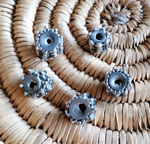 5 Old Silver Spacers Wheel Beads from Yemen circa 1930s