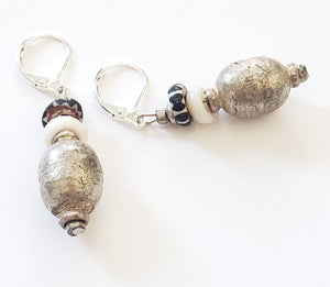 antique Chevron shell Beads silver Earrings Ethnic TribalEthnic Jewelry,sliver Earrings,Dangle & Drop Earrings,Tribal Jewelry,