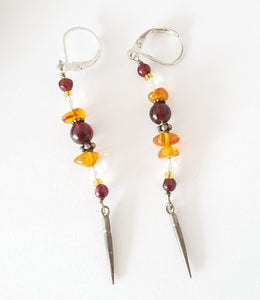 Old amber Beads Earrings Ethnic,Tribal Jewelry Earrings,Dangle & Drop Earrings,sliver Tribal,African Earrings,Beads amber old