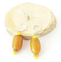 Load image into Gallery viewer, Old African Amber Ethiopian Earrings with Sterling Silver, Ethnic Tribal,
