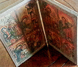 Ethiopian Coptic Christian Folding 12''Wooden Painted Altar Icon,African ,Art Décor,Home Décor, religious art